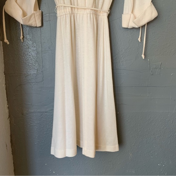 Vintage 70s Cream Knit Midi Dress | Sheer Sweater Dress small minimalist - Picture 7 of 14